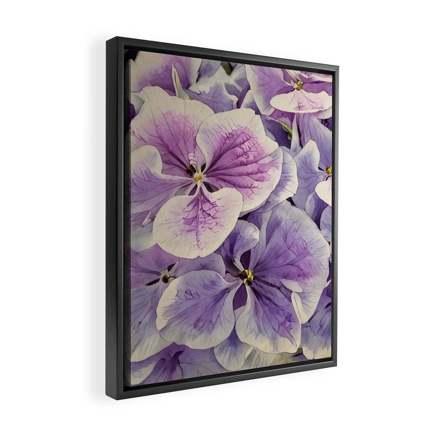 Purple hydrangea watercolor Framed Canvas Print Gallery Image 2