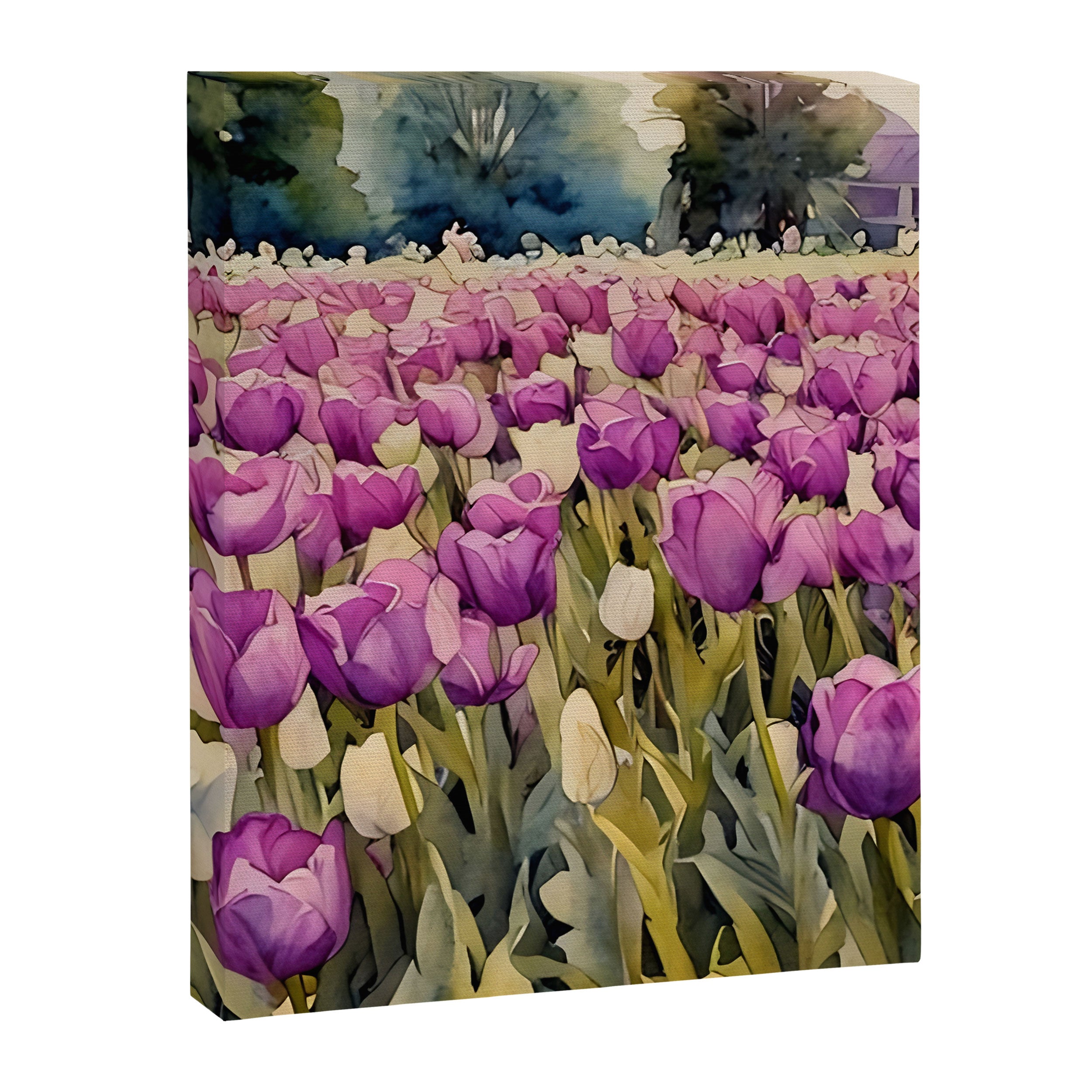 Purple tulips field  Canvas Print Gallery Image 8