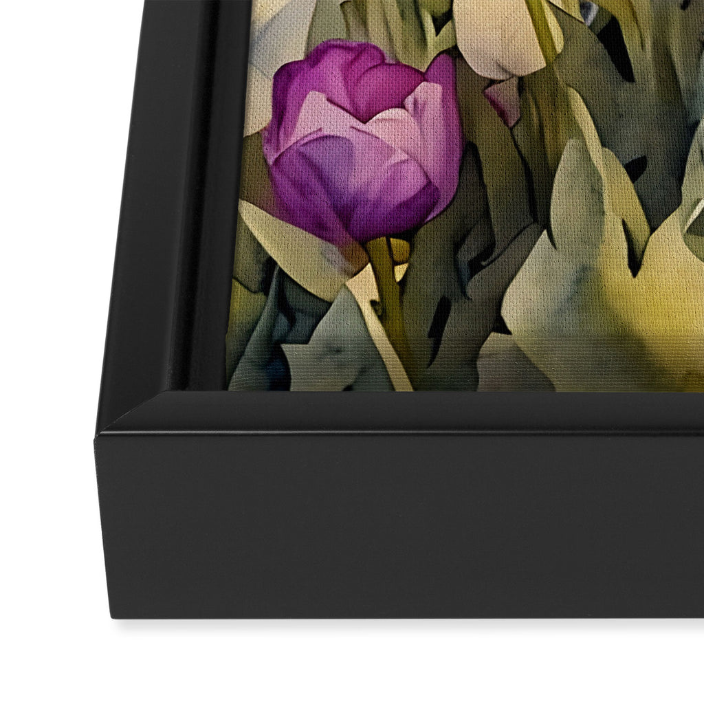 Purple tulips field  Framed Canvas Print Gallery Image 3