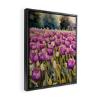 Purple tulips field  Framed Canvas Print Gallery Image 2