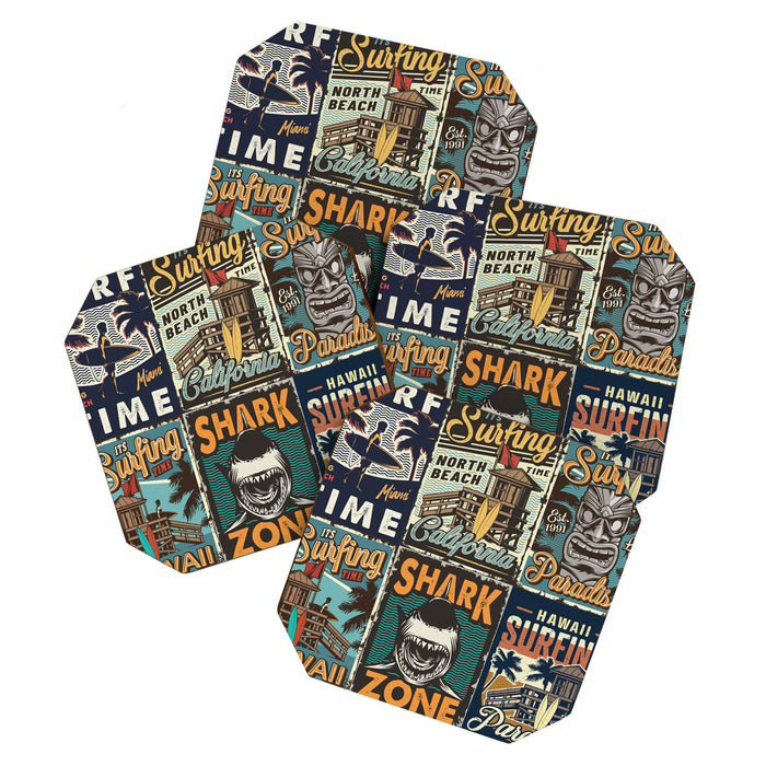Vintage Surfing Poster Coaster Gallery Image 1