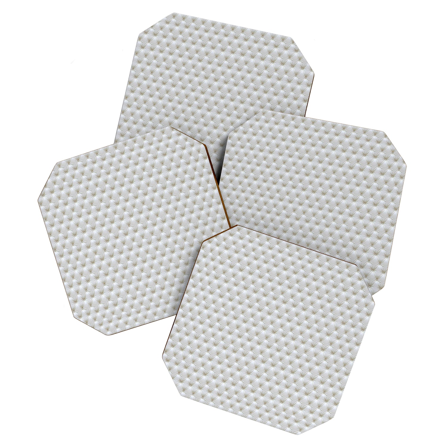 Faux White Leather Buttoned Coaster Gallery Image 1