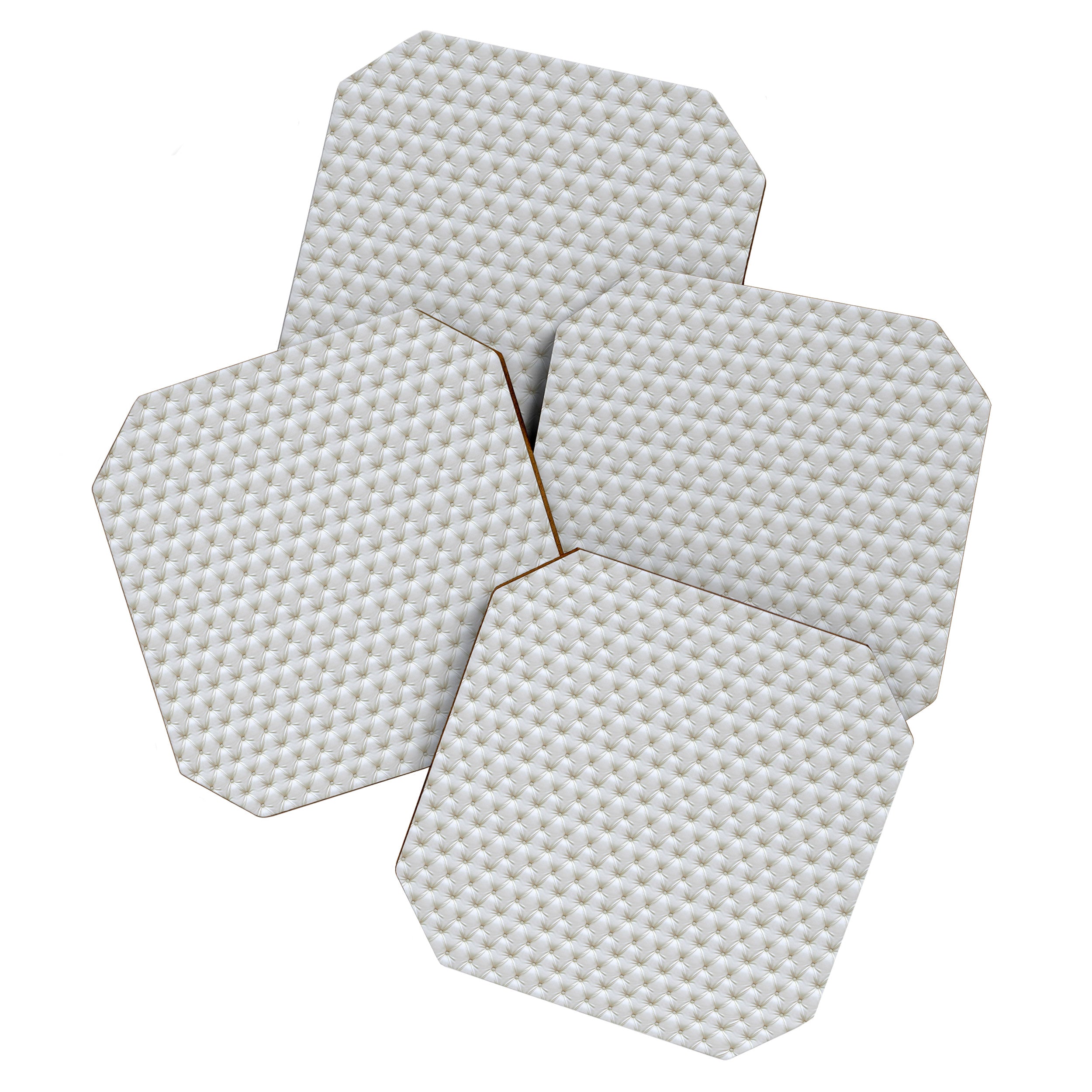Faux White Leather Buttoned Coaster Gallery Image 1