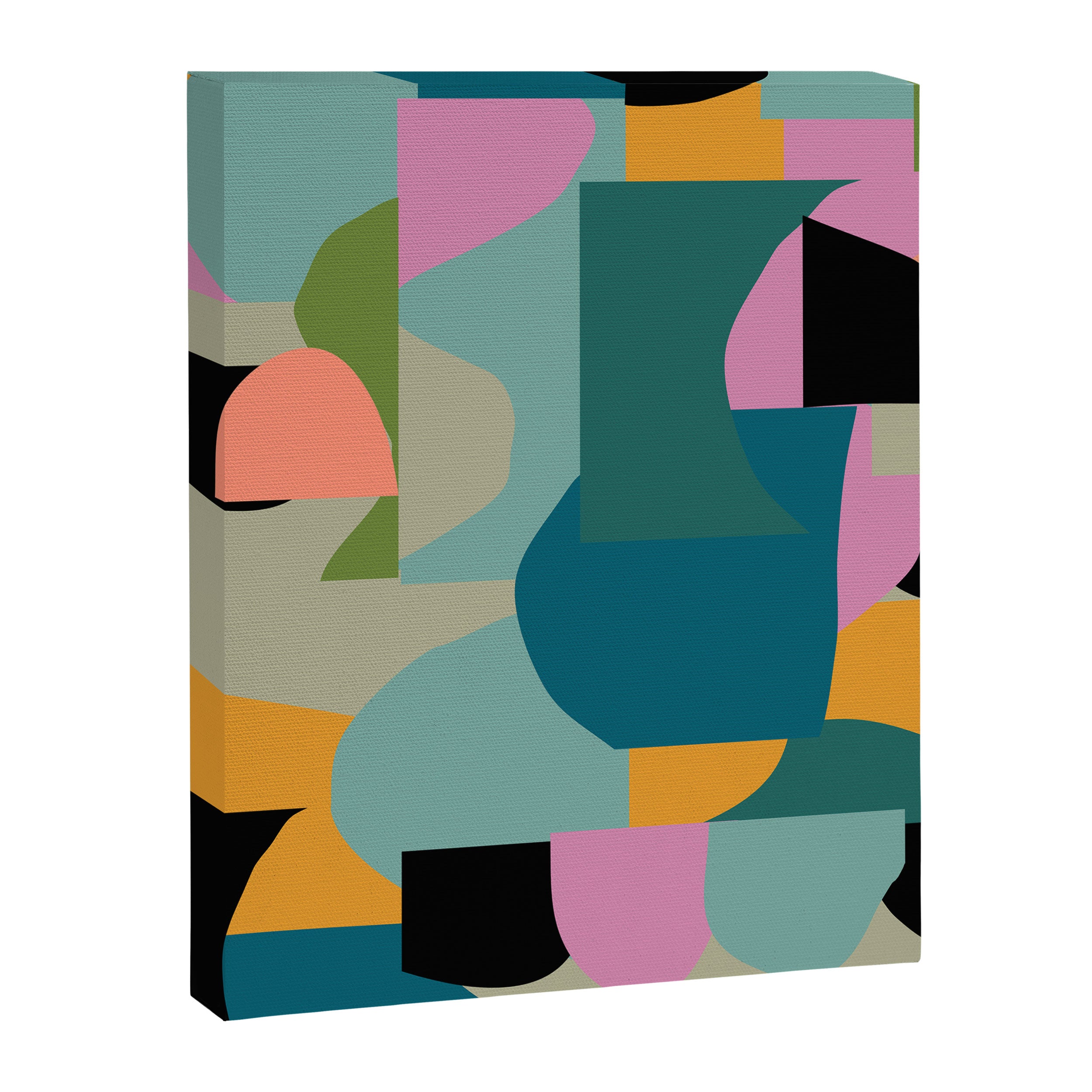 Abstract Collage in Teal Canvas Print Gallery Image 3