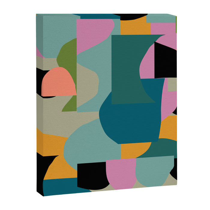 Abstract Collage in Teal Canvas Print Gallery Image 1