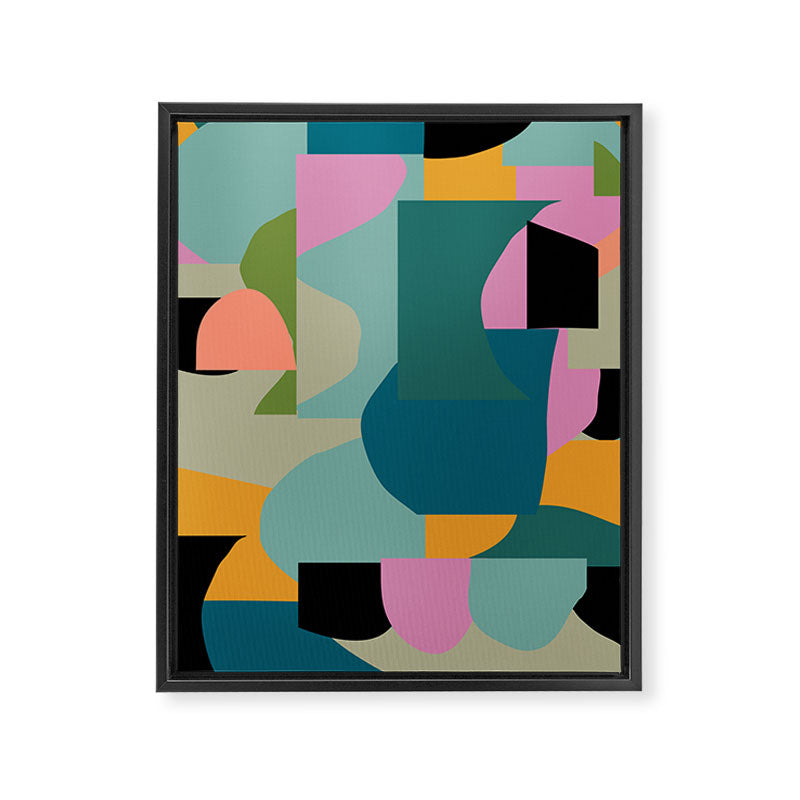 Abstract Collage in Teal Framed Canvas Print Gallery Image 6