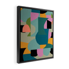 Abstract Collage in Teal Framed Canvas Print Gallery Image 2