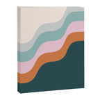 Abstract Diagonal Waves in Teal, Terracotta, and Pink Canvas Print Gallery Image 6