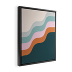 Abstract Diagonal Waves in Teal, Terracotta, and Pink Framed Canvas Print Gallery Image 2