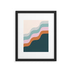 Abstract Diagonal Waves in Teal, Terracotta, and Pink Framed Art Print Gallery Image 4