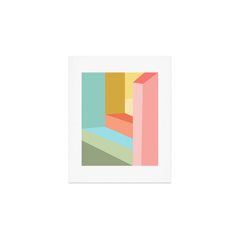 Abstract Geometry Steps in Beachy Pastels Art Print Gallery Image 1