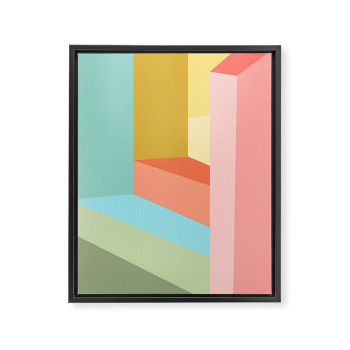Abstract Geometry Steps in Beachy Pastels Framed Canvas Print Gallery Image 1