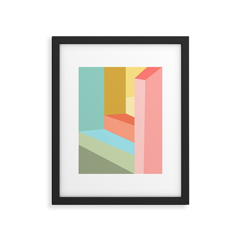Abstract Geometry Steps in Beachy Pastels Framed Art Print Gallery Image 4