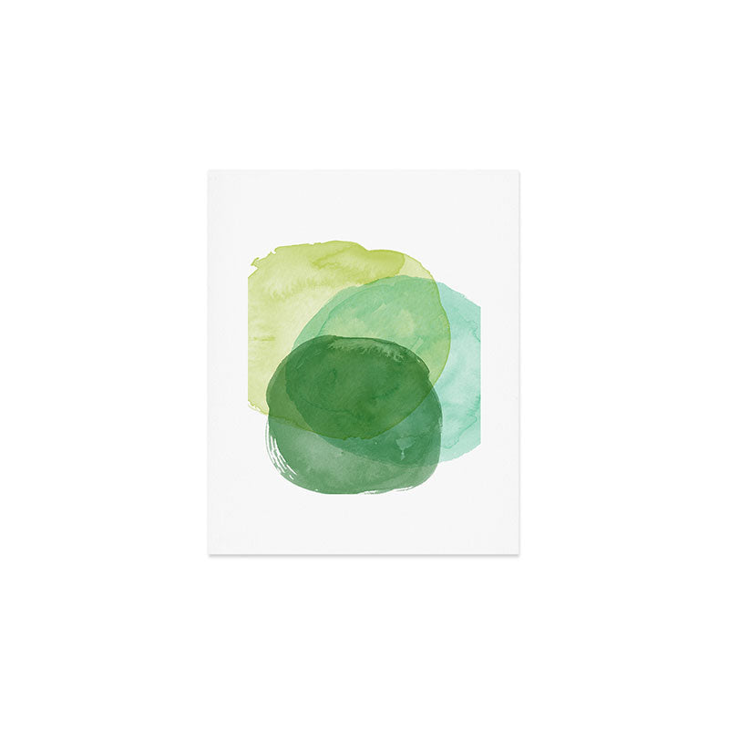 Abstract Organic Watercolor Shapes Painting in Green Art Print Gallery Image 1