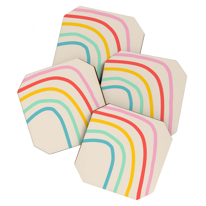 Abstract Pastel Rainbow Lines Coaster Gallery Image 1