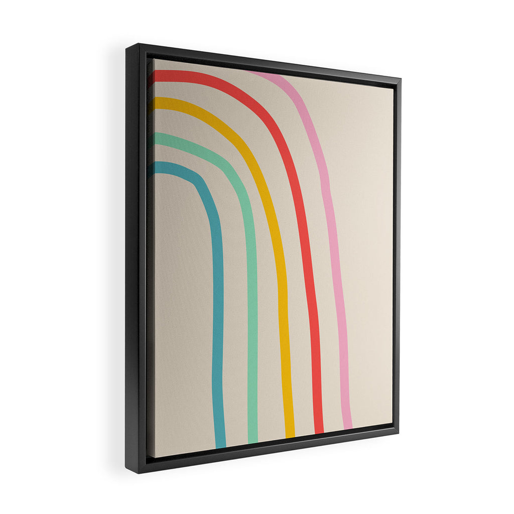 Abstract Pastel Rainbow Lines Framed Canvas Print Gallery Image 2
