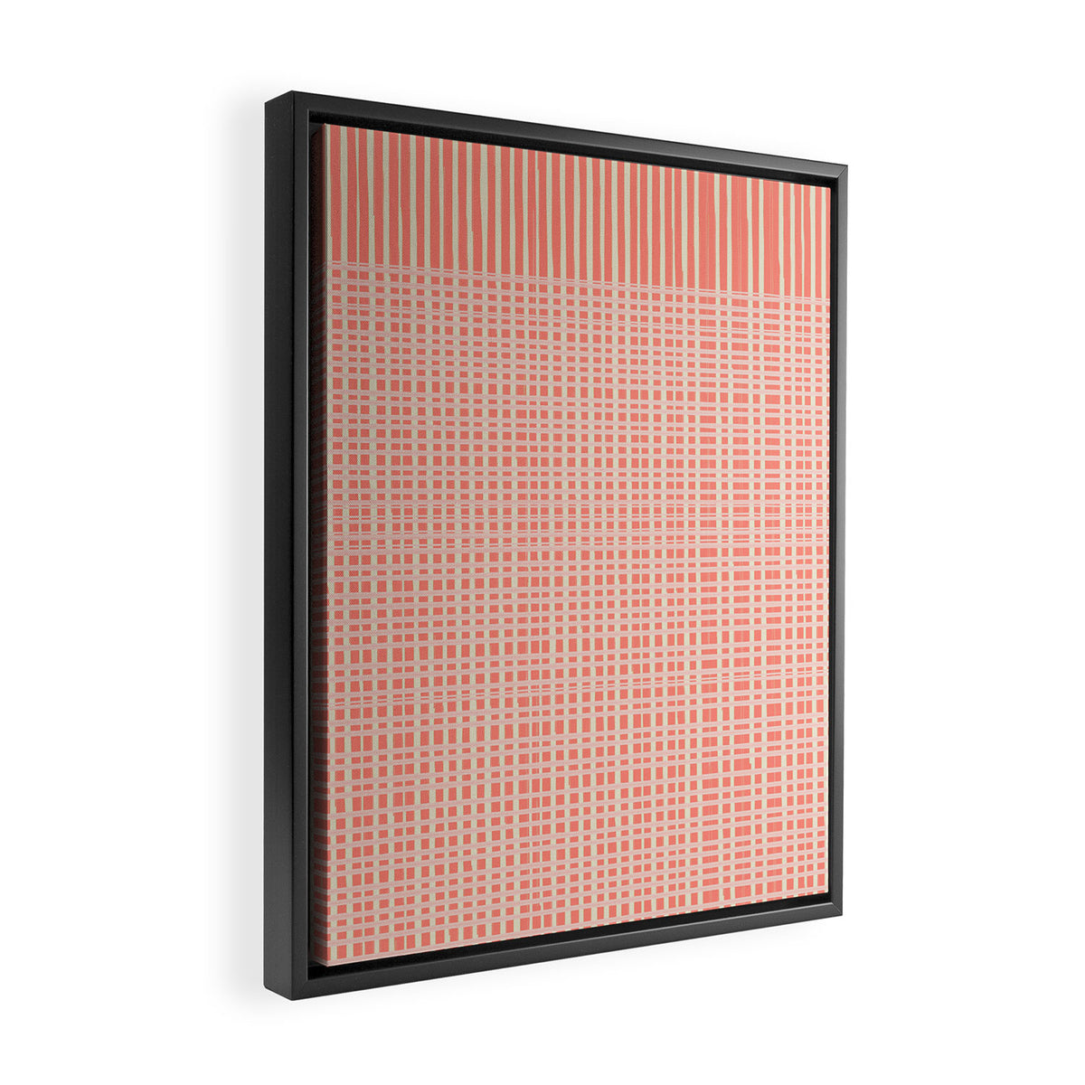Abstract Stripes in Coral Framed Canvas Print Gallery Image 2