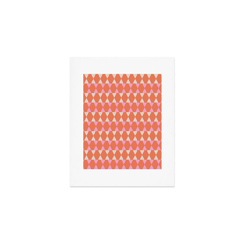 Abstract Triangles Pattern in Pink and Orange Art Print Gallery Image 1
