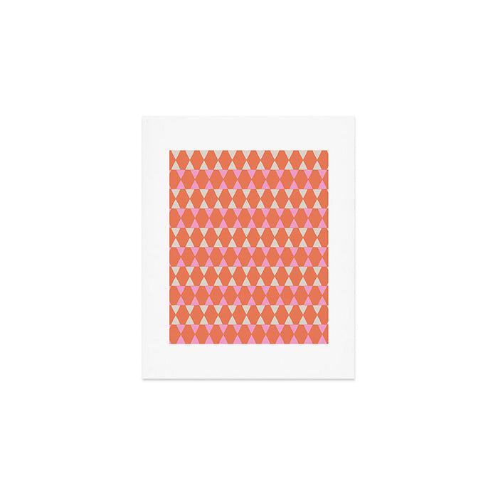 Abstract Triangles Pattern in Pink and Orange Art Print Gallery Image 1