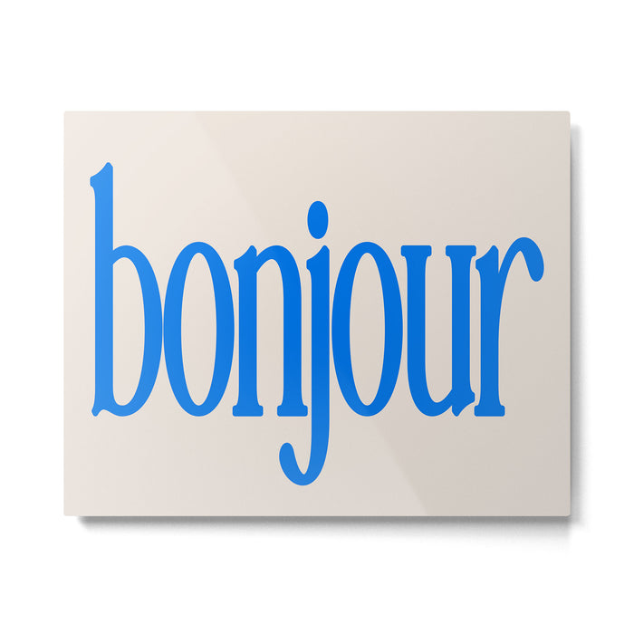 Bold Bonjour French Greeting Typography Metal Print Gallery Image 1