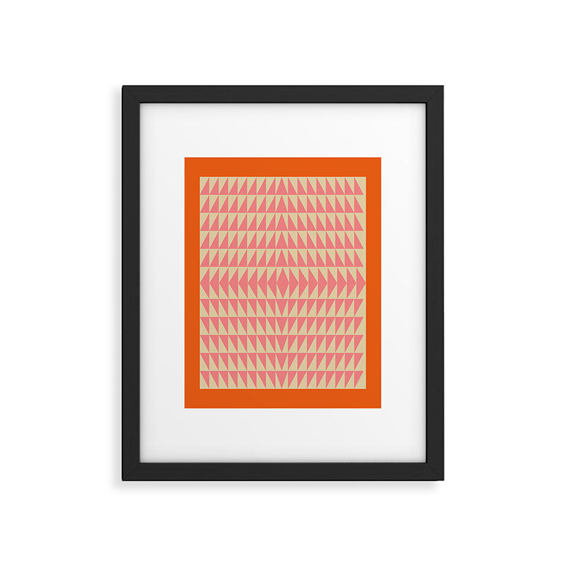 Bold Triangle Pattern in Pink and Orange Framed Art Print Gallery Image 4