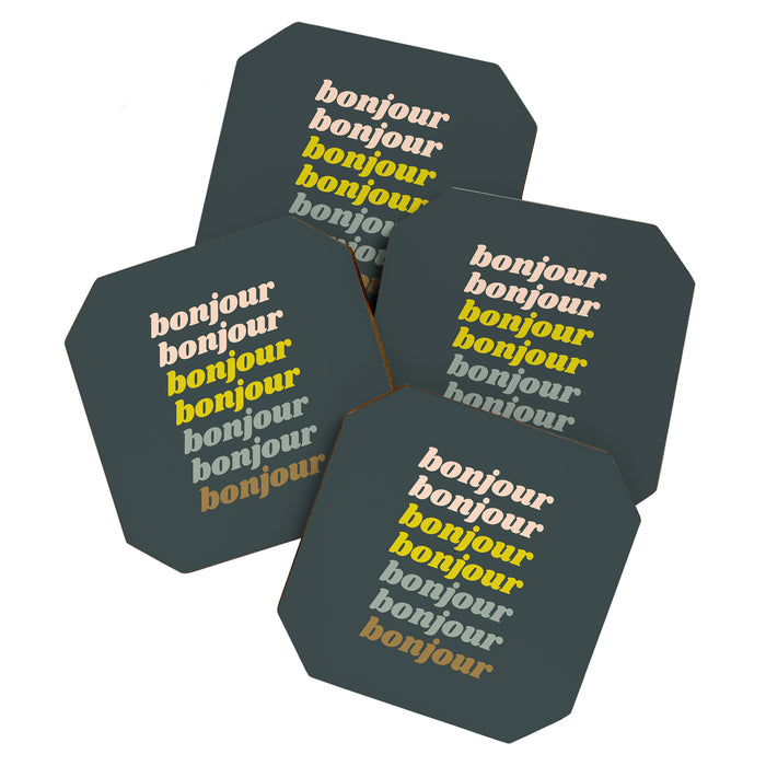 Bonjour in Pretty Pastels Coaster Gallery Image 1