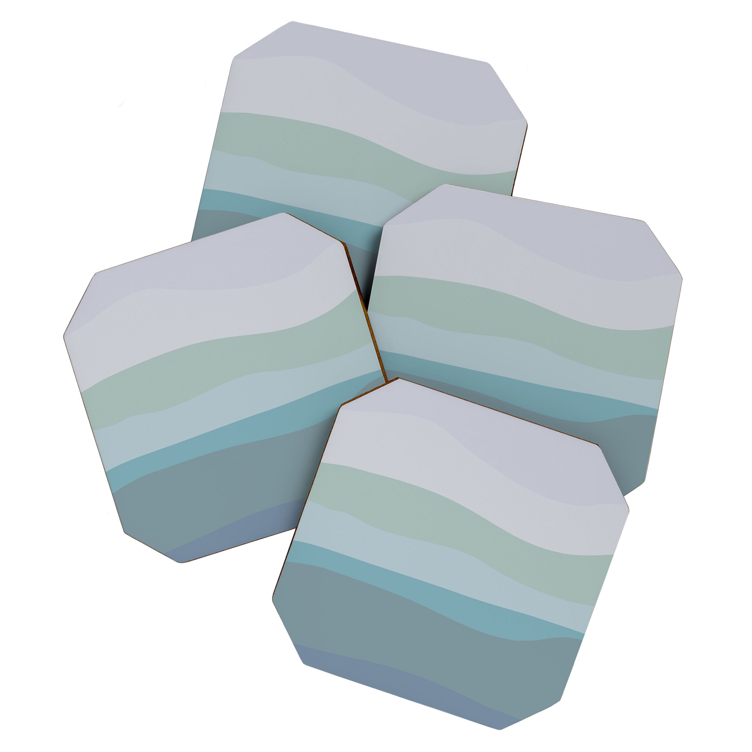 Calming Ocean Waves in Soft Dusty Pastels Coaster Gallery Image 1