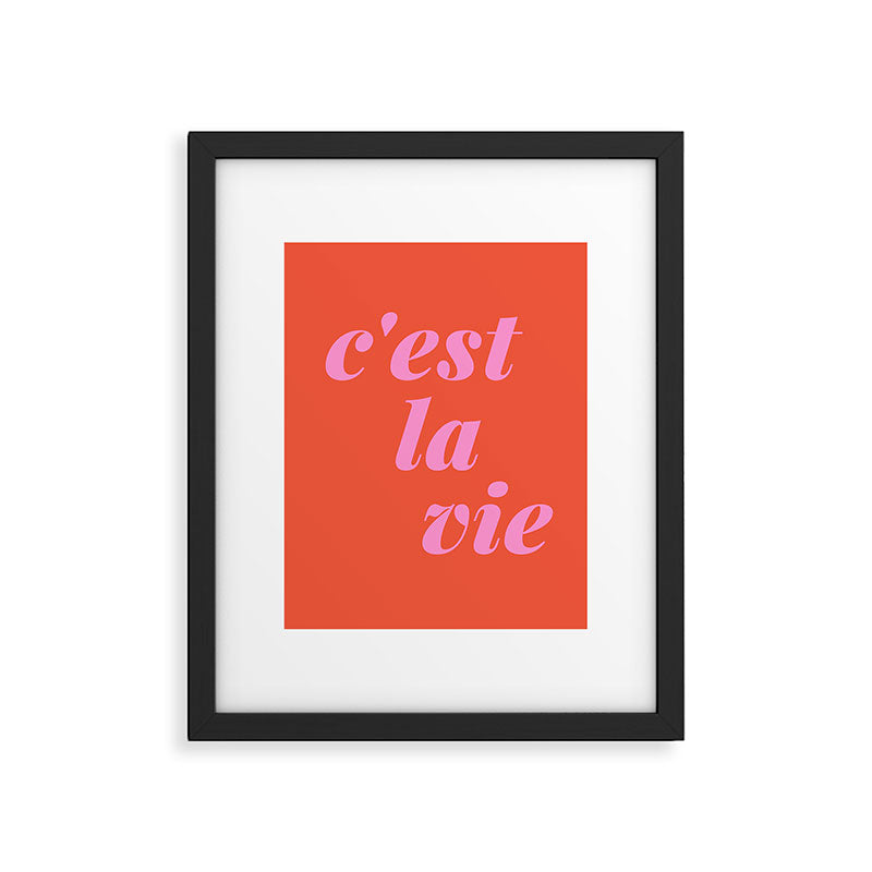 C'est La Vie French Language Saying in Bright Pink and Orange Framed Art Print Gallery Image 6