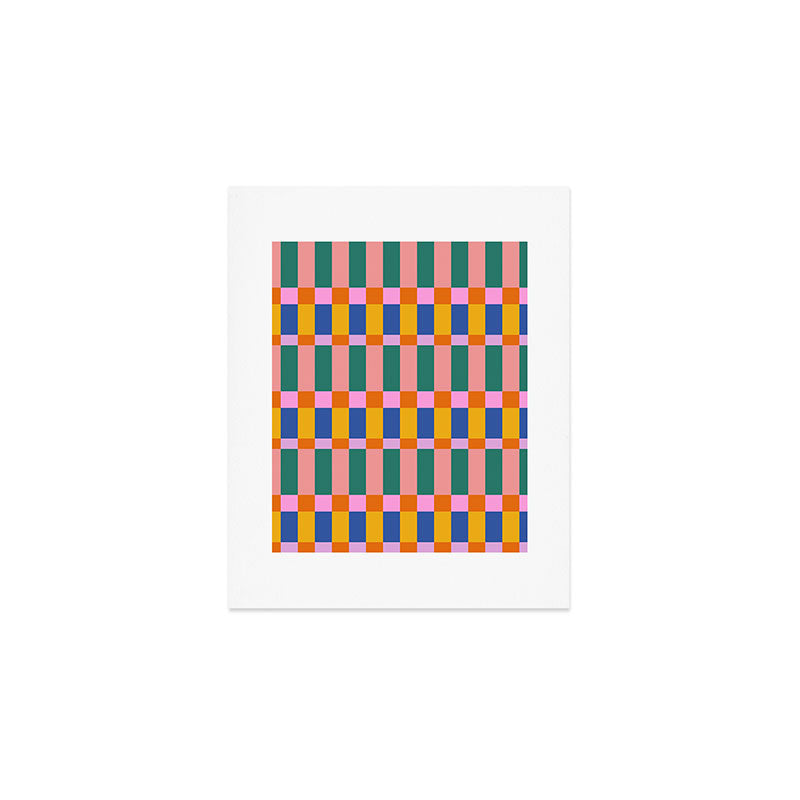 Check Pattern in Bright Colors Art Print Gallery Image 1