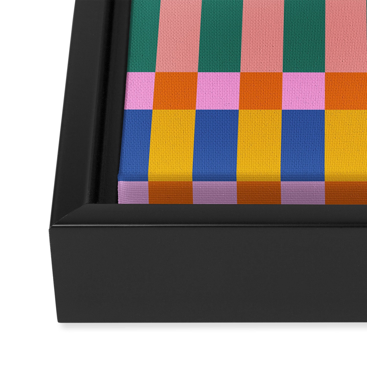 Check Pattern in Bright Colors Framed Canvas Print Gallery Image 3