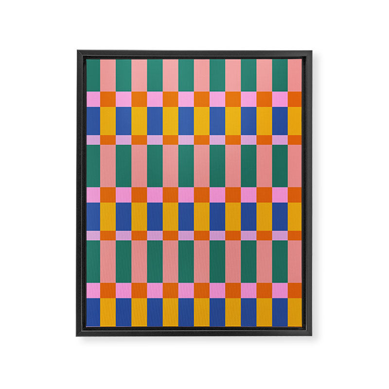 Check Pattern in Bright Colors Framed Canvas Print Gallery Image 8
