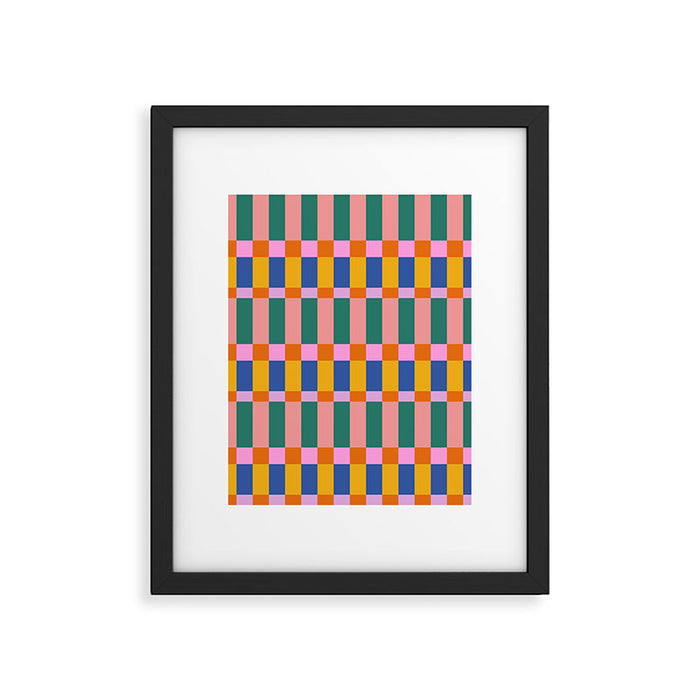 Check Pattern in Bright Colors Framed Art Print Gallery Image 1