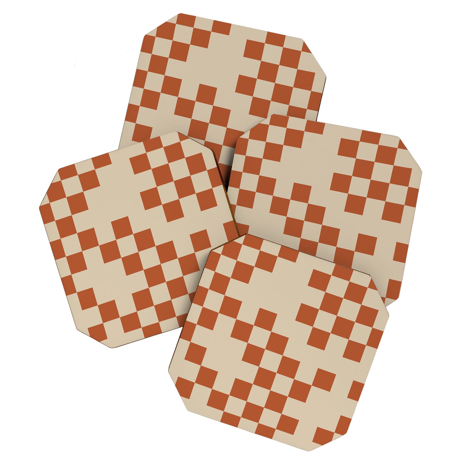 Checked in Burnt Orange Coaster Gallery Image 1