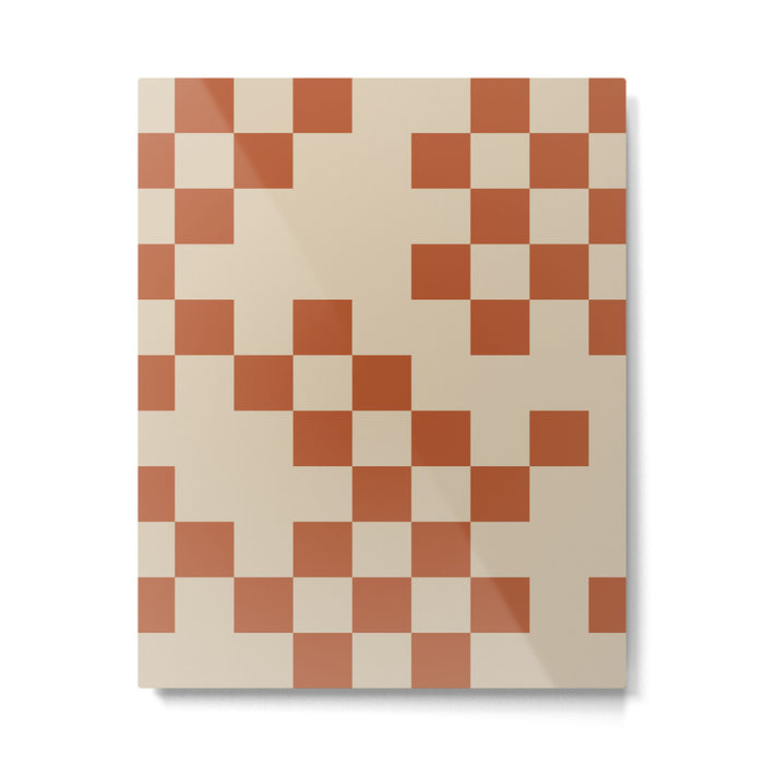 Checked in Burnt Orange Metal Print Gallery Image 1