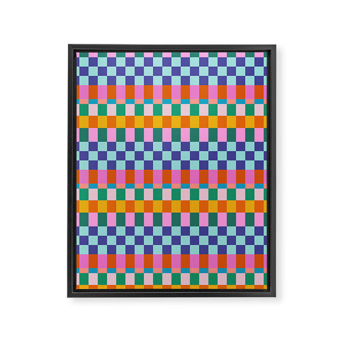 Checkerboard Stripes Framed Canvas Print Gallery Image 1