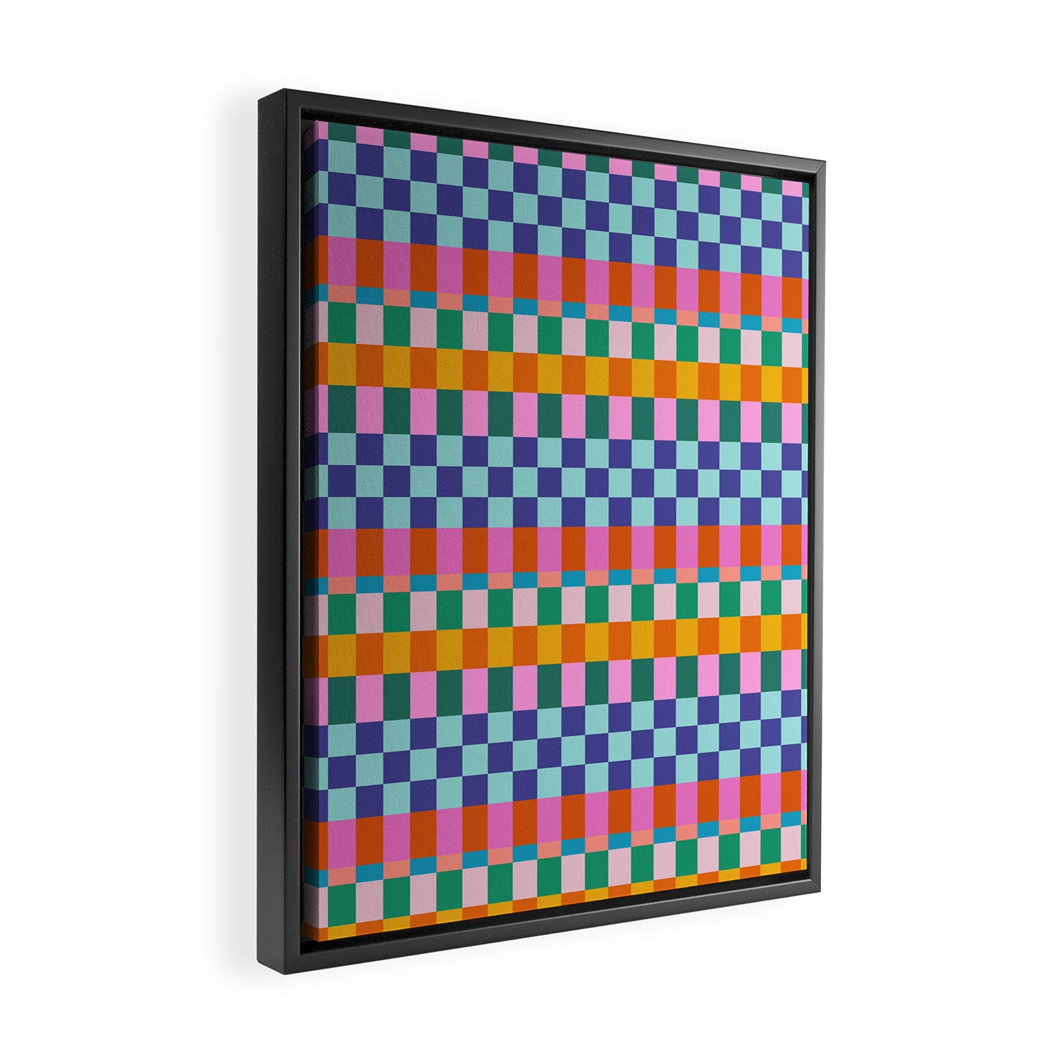 Checkerboard Stripes Framed Canvas Print Gallery Image 2