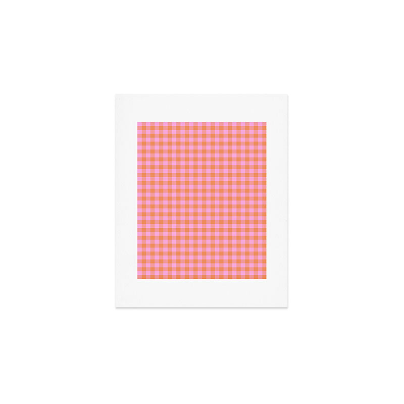 Checkered Plaid in Pink and Orange Art Print Gallery Image 1