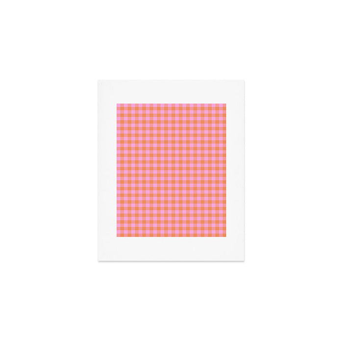 Checkered Plaid in Pink and Orange Art Print Gallery Image 1
