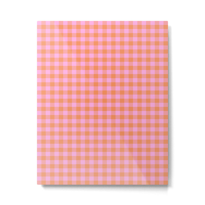 Checkered Plaid in Pink and Orange Metal Print Gallery Image 1