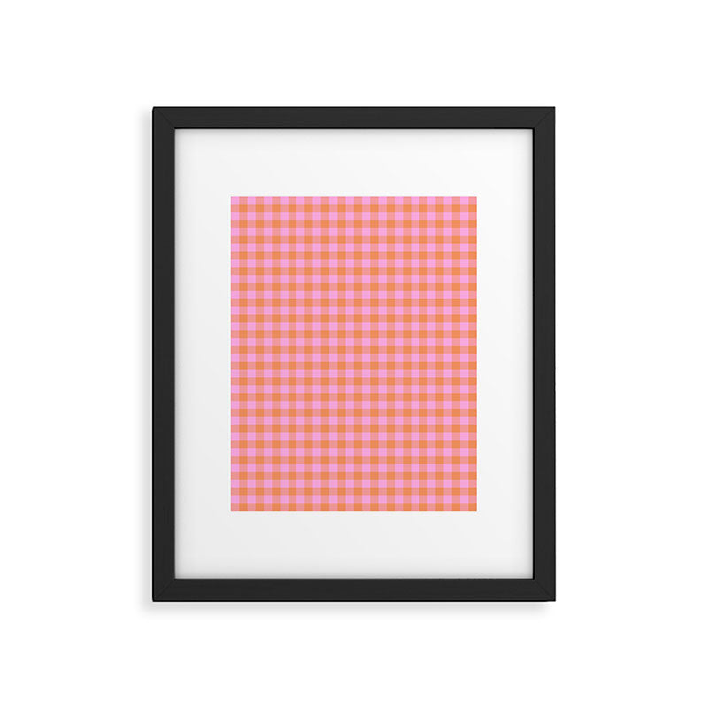 Checkered Plaid in Pink and Orange Framed Art Print Gallery Image 6