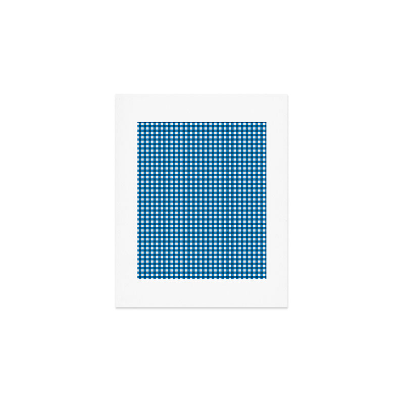 Classic Mini Check in Blue and White Art Print Gallery Image 1