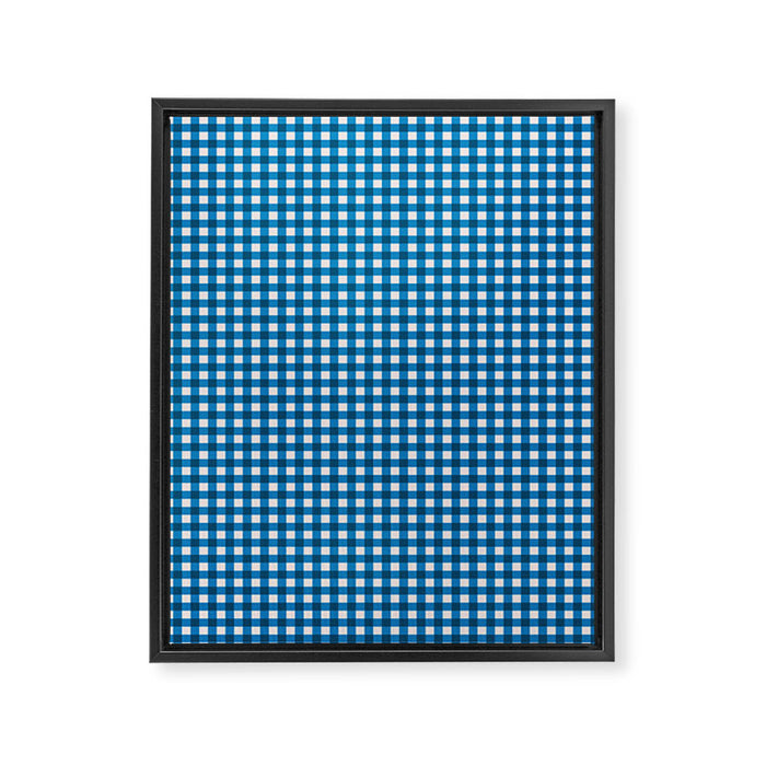 Classic Mini Check in Blue and White Framed Canvas Print Gallery Image 1