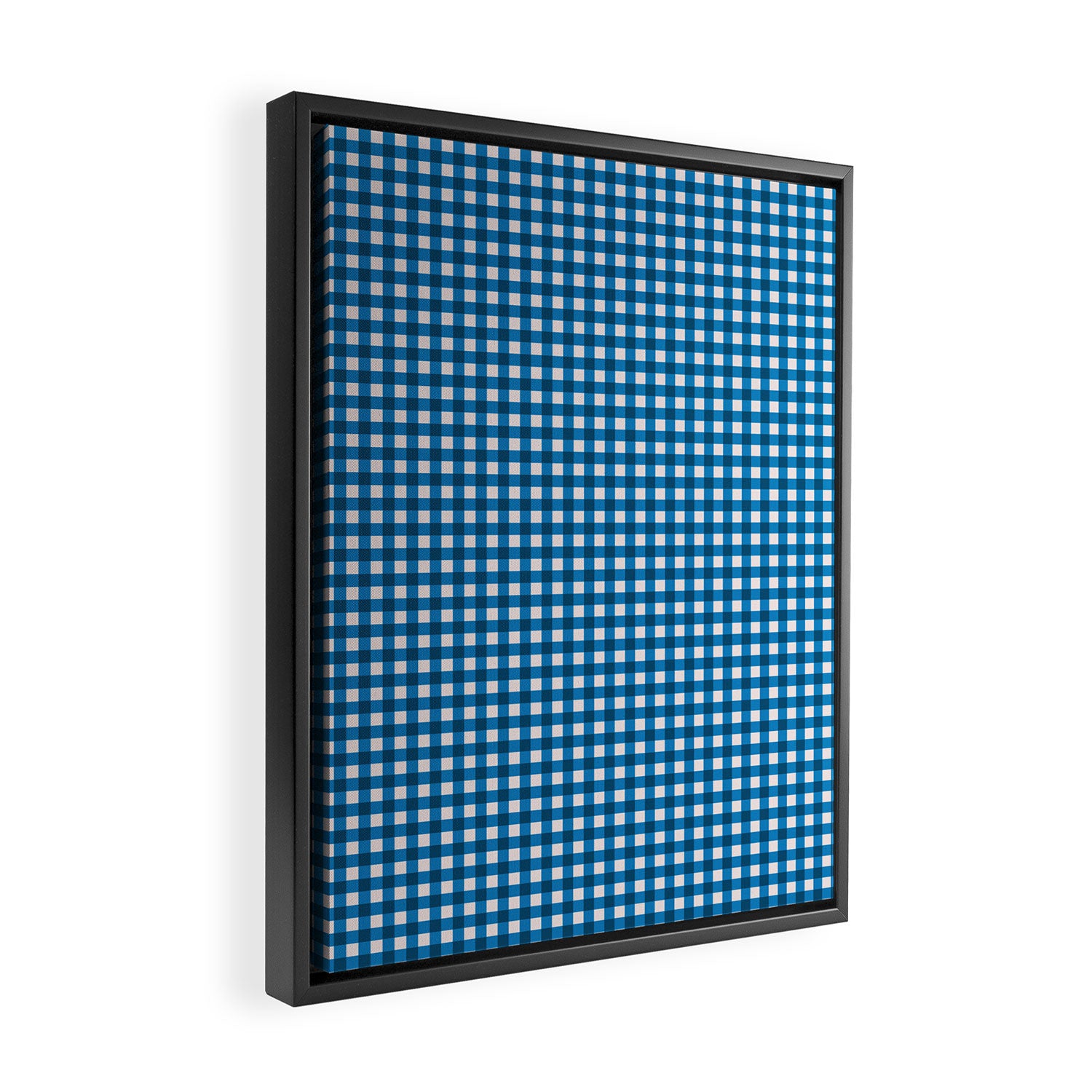 Classic Mini Check in Blue and White Framed Canvas Print Gallery Image 2
