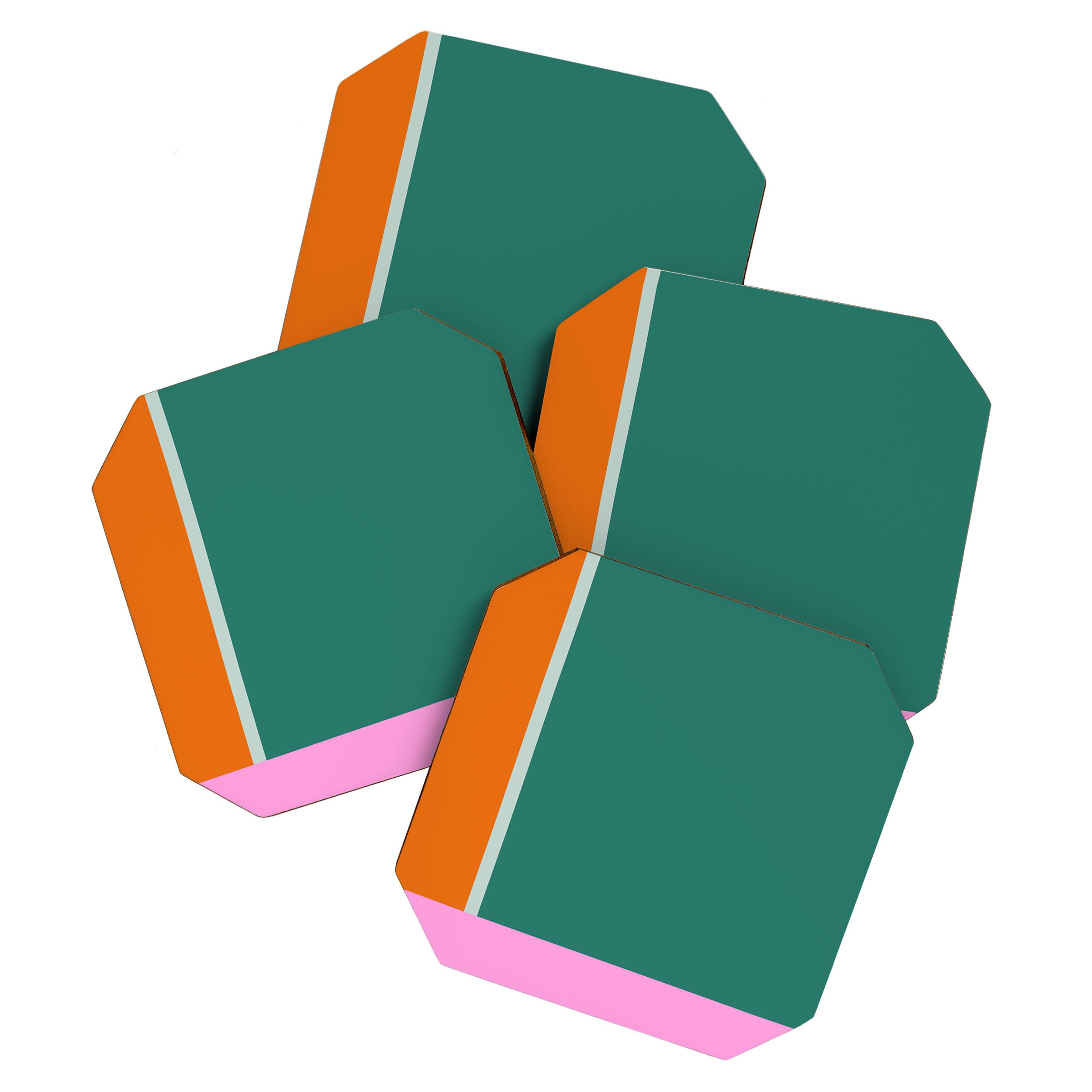 Color Block in Green and Orange Coaster Gallery Image 1