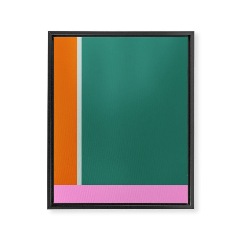 Color Block in Green and Orange Framed Canvas Print Gallery Image 8