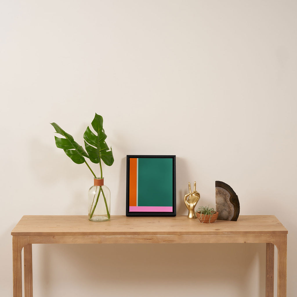 Color Block in Green and Orange Framed Canvas Print Gallery Image 4