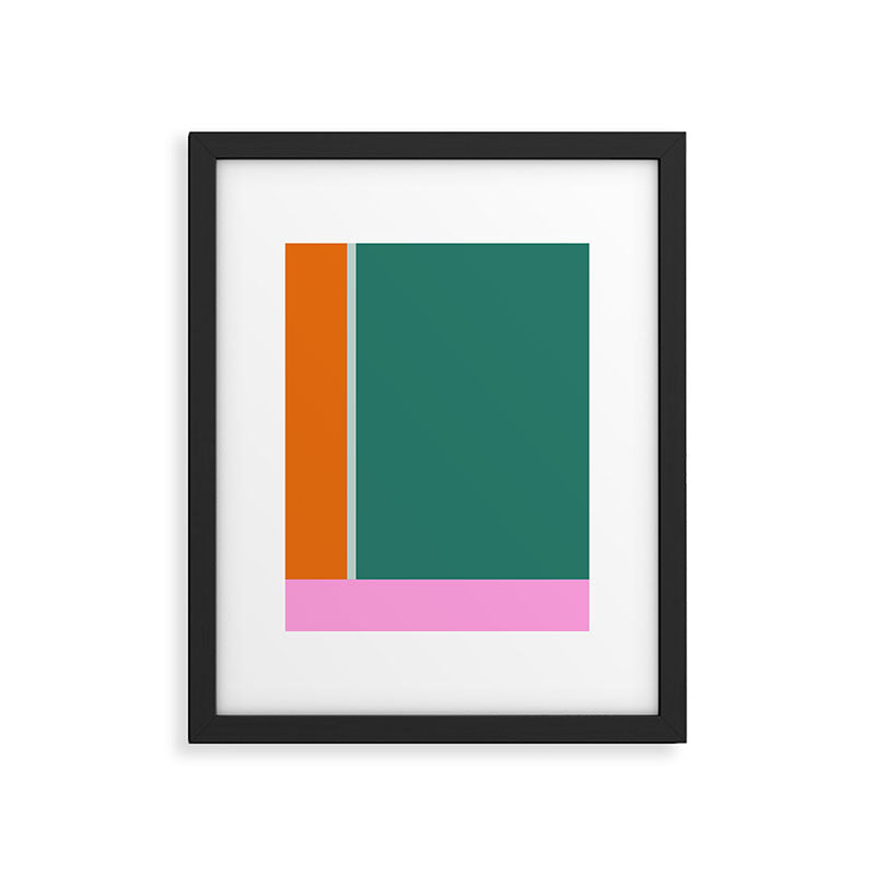 Color Block in Green and Orange Framed Art Print Gallery Image 6