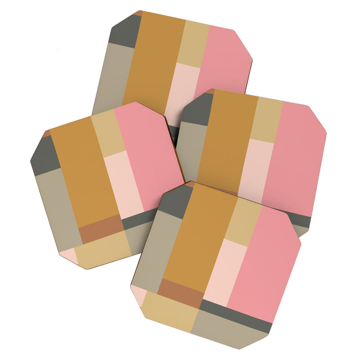 Color Block | Sage Green and Rose Pink Coaster Gallery Image 1