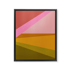 Colorful Geometric Abstract in Pink, Mustard, and Green Framed Canvas Print Gallery Image 6