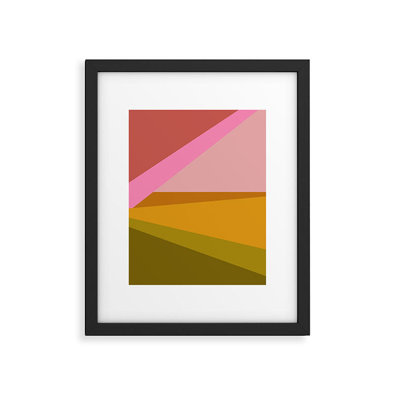 Colorful Geometric Abstract in Pink, Mustard, and Green Framed Art Print Gallery Image 5